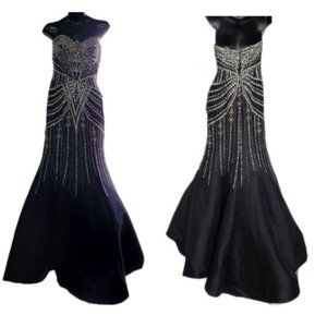 Brand new black dress with rhinestones strapless size 1